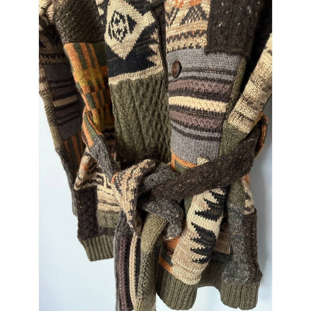 NWT RRL Double RL Patchwork Ranch Cardigan Shawl Collar Belted Wool Blend Mens S - Picture 5 of 16